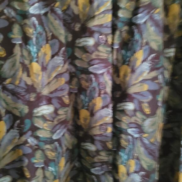 Vintage Womens Floral Collard Button Up Shirt Blue & Green Size L Whimsy Goth - Picture 4 of 9